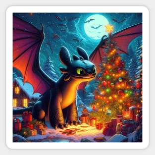 Christmas Dragon Wonderland: Festive Art Prints Featuring Whimsical Dragon Designs for a Joyful Holiday Celebration! Sticker